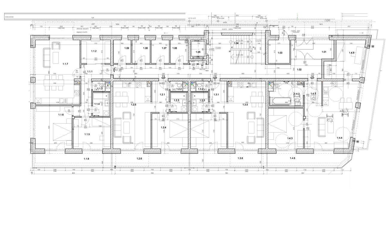 Pôdorys 1. nadzemného poschodia
